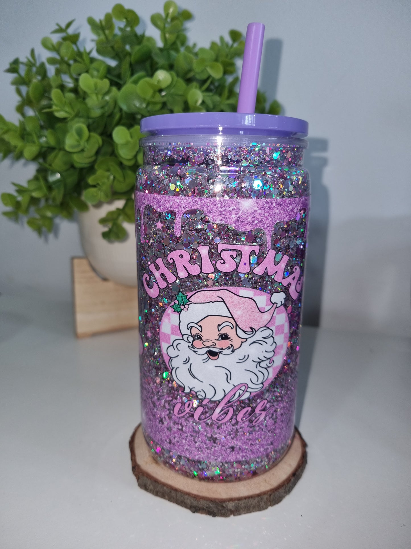 Purple Christmas Vibes 16oz Snow Globe Cup