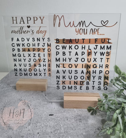 Find-a-word Acrylic Sign