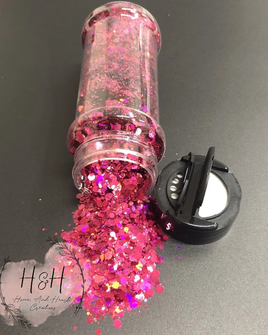 Deep Pink/Red Holographic Glitter