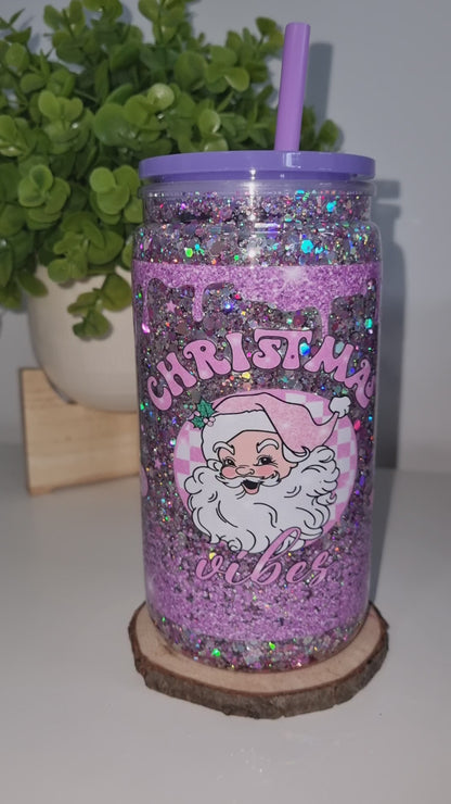 Purple Christmas Vibes 16oz Snow Globe Cup